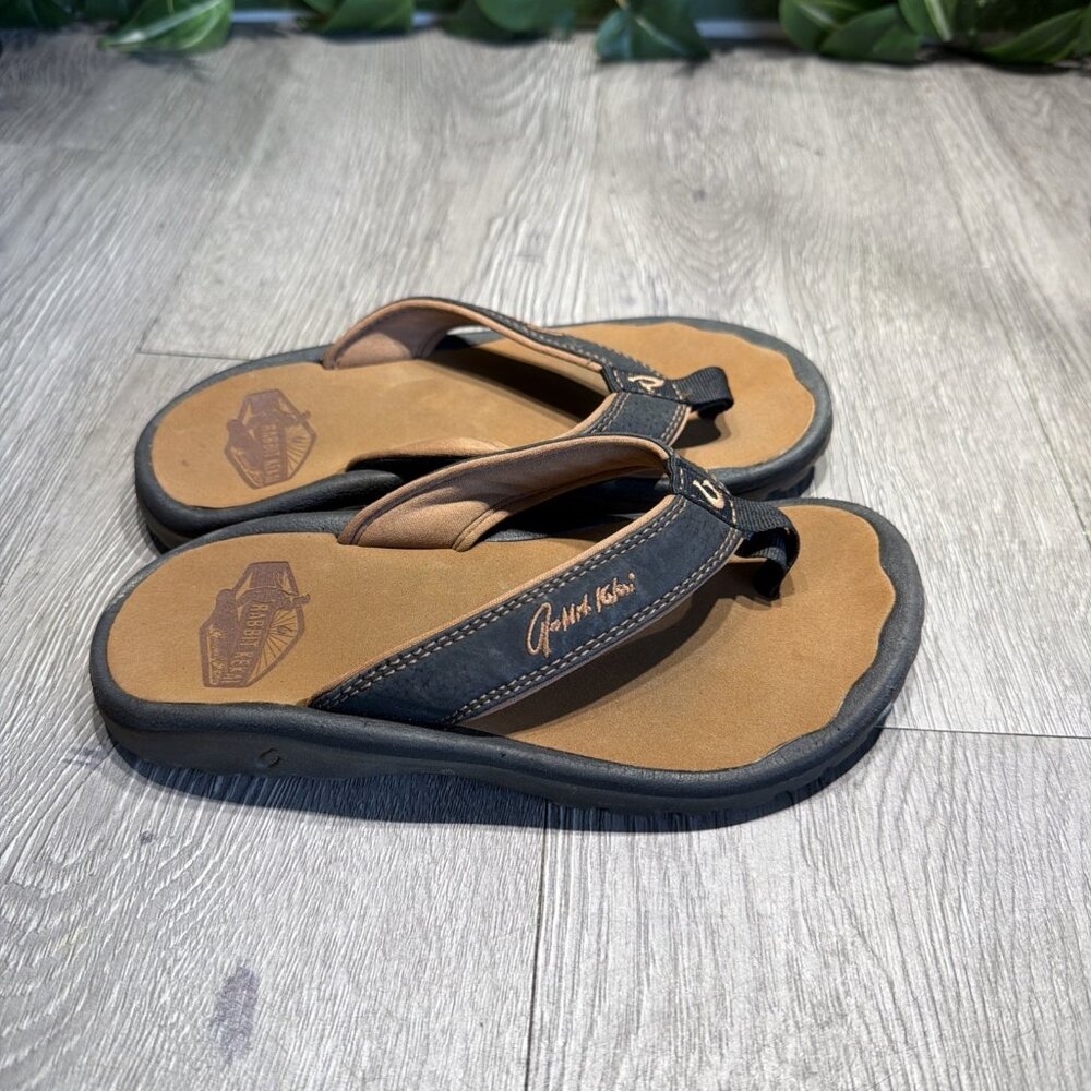 OluKai 'Ohana Brown Sandals Flip Flops Kids Size 13 Rabbit Kekai Foundation